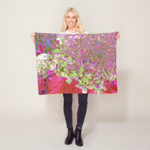 Elegant Chartreuse Green, Pink and Blue Hydrangea Fleece Blanket