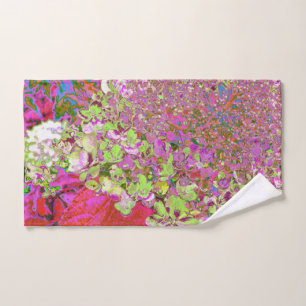 Elegant Chartreuse Green, Pink and Blue Hydrangea Hand Towel