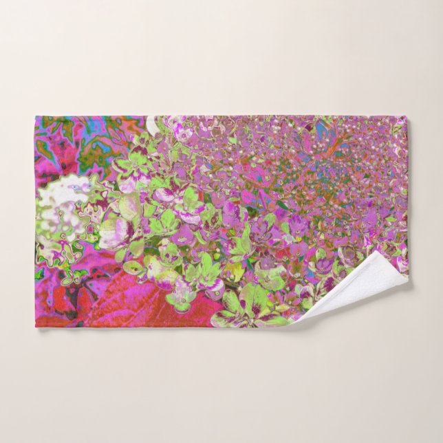 Elegant Chartreuse Green, Pink and Blue Hydrangea Hand Towel (Hand Towel)