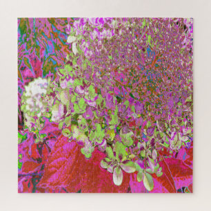Elegant Chartreuse Green, Pink and Blue Hydrangea Jigsaw Puzzle