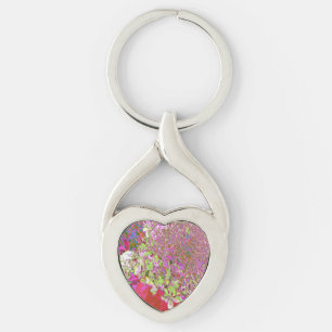 Elegant Chartreuse Green, Pink and Blue Hydrangea Key Ring