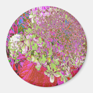 Elegant Chartreuse Green, Pink and Blue Hydrangea Magnet