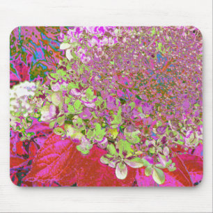 Elegant Chartreuse Green, Pink and Blue Hydrangea Mouse Mat