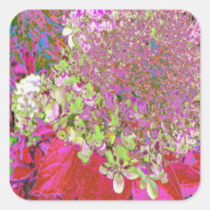 Elegant Chartreuse Green, Pink and Blue Hydrangea Square Sticker