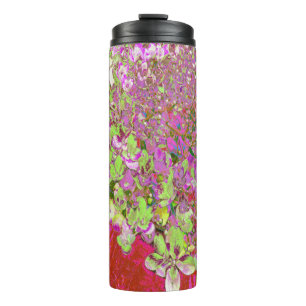 Elegant Chartreuse Green, Pink and Blue Hydrangea Thermal Tumbler