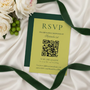 Elegant Chartreuse Minimalist Wedding QR Code RSVP Card