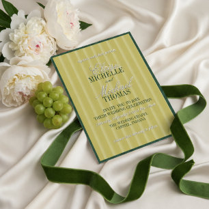 Elegant Chartreuse Stripe Pattern Formal Wedding
