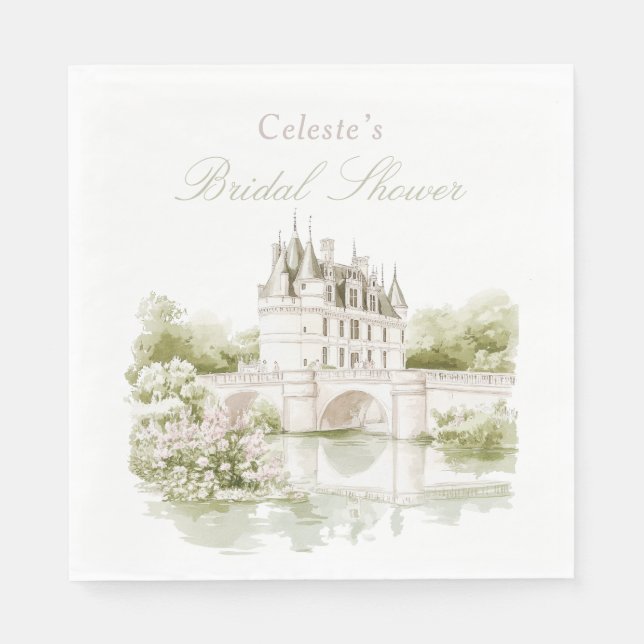 Elegant Chateau French Romance Bridal Shower  Napkin (Front)