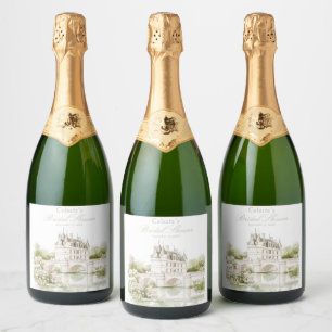 Elegant Chateau French Romance Bridal Shower Sparkling Wine Label
