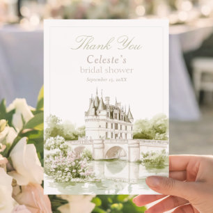 Elegant Chateau French Romance Bridal Shower  Thank You Card