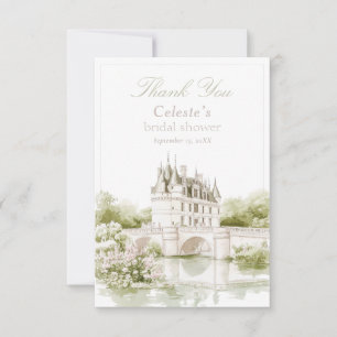 Elegant Chateau French Romance Bridal Shower  Thank You Card