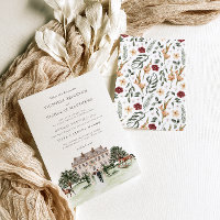 Elegant Chateau | Watercolor English Manor Wedding