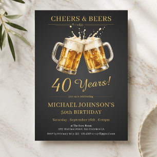  Elegant Cheers and Beers 40th Birthday Party  Invitation