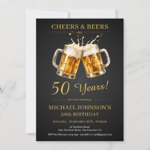 Elegant Cheers and Beers 50th Birthday Party Invitation