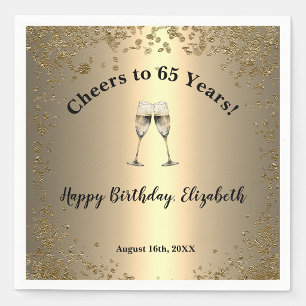 Elegant Cheers Gold 65th Birthday Napkins