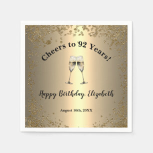 Elegant Cheers Gold 92nd Birthday Napkins