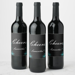 Elegant Cheers Name Black Wine Label