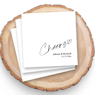 Elegant Cheers Personalised Wedding Napkins