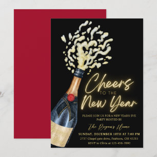 Elegant Cheers The To New Year  Holiday Party Invitation