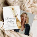 Elegant Cheers to 60 Birthday Photo Invitation<br><div class="desc">Let's toast to 60! Pop the Bubbly with Our Champagne-Themed Birthday Invitation Card. Celebrating a milestone birthday is always a special occasion, and what better way to do it than with a champagne-themed party? This invitation card is perfect for anyone turning 60 and looking to commemorate the occasion with friends...</div>