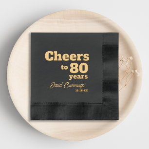 Elegant Cheers to 80 Years 80th Birthday  Foil Napkins