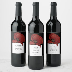 Elegant Cheers to Love Floral Wedding Wine Label