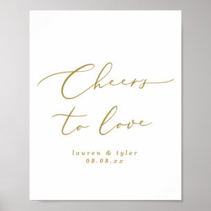 Elegant Cheers to Love Gold Personalised Sign