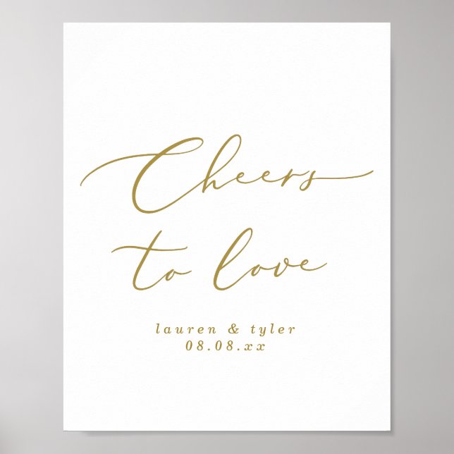 Elegant Cheers to Love Gold Personalised Sign (Front)