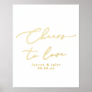 Elegant Cheers to Love Gold Personalized Wedding Foil Prints