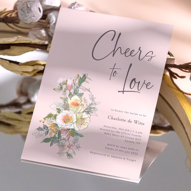 Elegant Cheers to Love Hand Lettered Bridal Shower Invitation (Elegant Cheers to Love Hand Lettered Bridal Shower Invitation)
