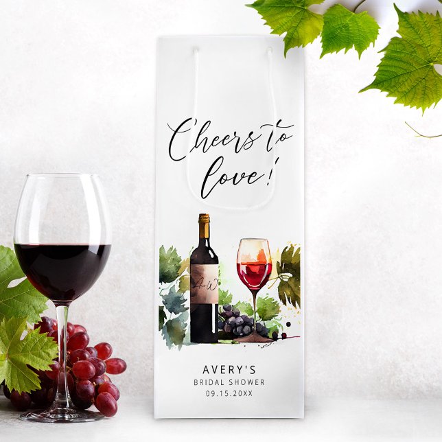 Elegant Cheers To Love Vineyard Bridal Shower Wine Gift Bag (Creator Uploaded)