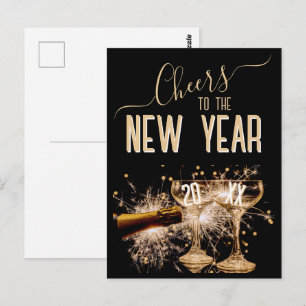Elegant “Cheers to the New Year” Postcard