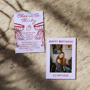 Elegant Cheers to Thirty Cocktail 30th Birthday Invitation