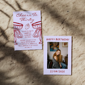Elegant Cheers to Thirty Cocktail 30th Birthday Invitation