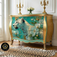 Elegant Cheetah and Floral Decoupage