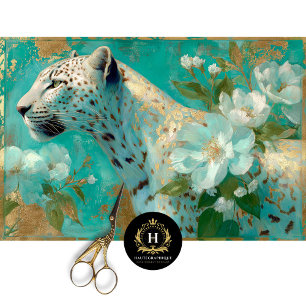 Elegant Cheetah and Floral Decoupage Tissue Paper