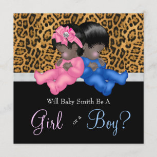 Elegant Cheetah Baby Gender Reveal Shower Invitation