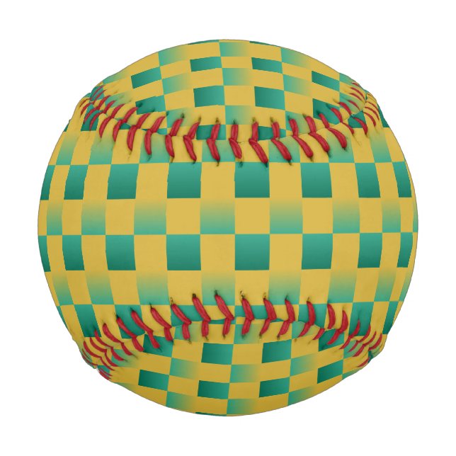 Elegant chequered pattern in green and gold  baseball (Front)