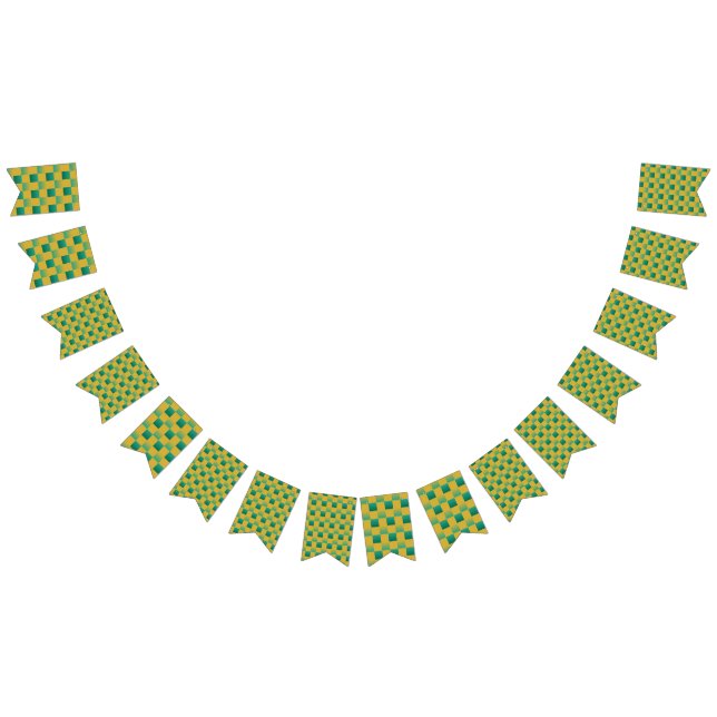Elegant chequered pattern in green and gold  bunting  (All)