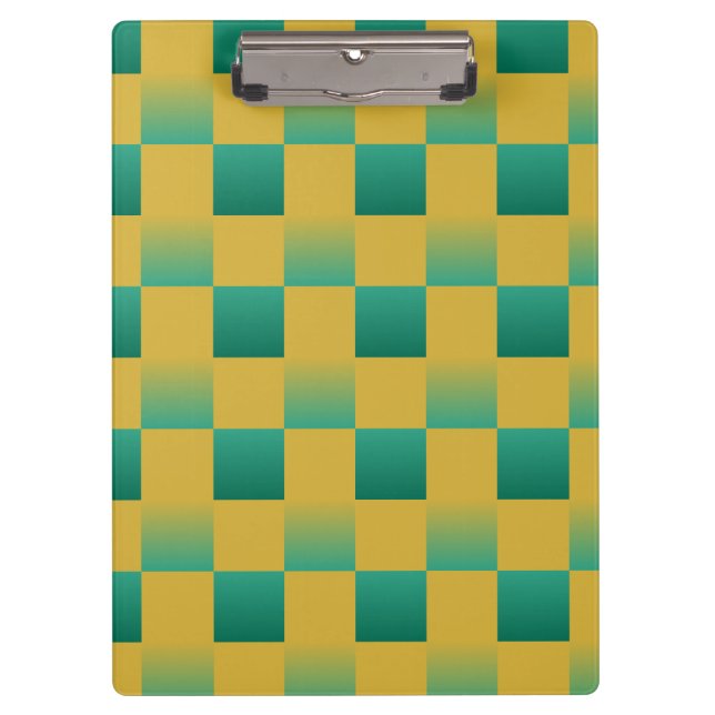 Elegant chequered pattern in green and gold  clipboard (Front)