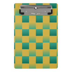 Elegant chequered pattern in green and gold mini clipboard