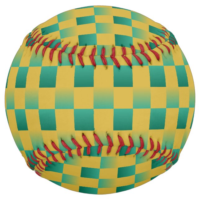 Elegant chequered pattern in green and gold  softball (Front)