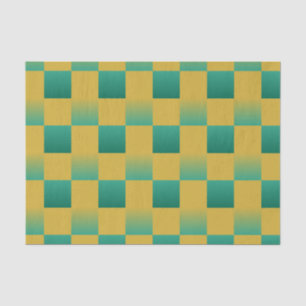 Elegant chequered pattern in green and gold tissue paper