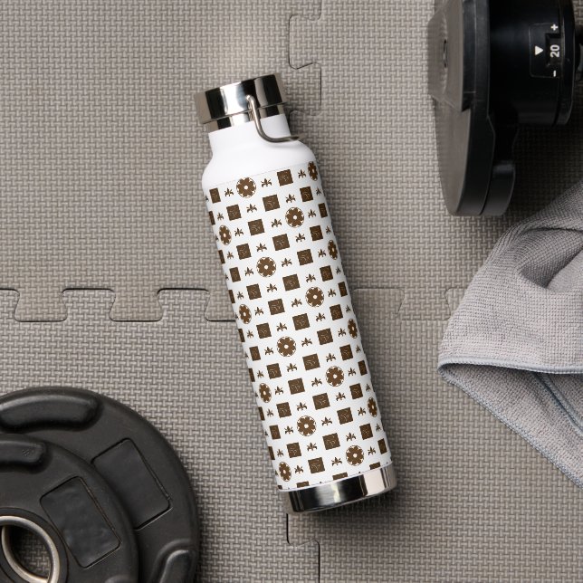 Elegant Chequered Pattern Water Bottle (Gym)