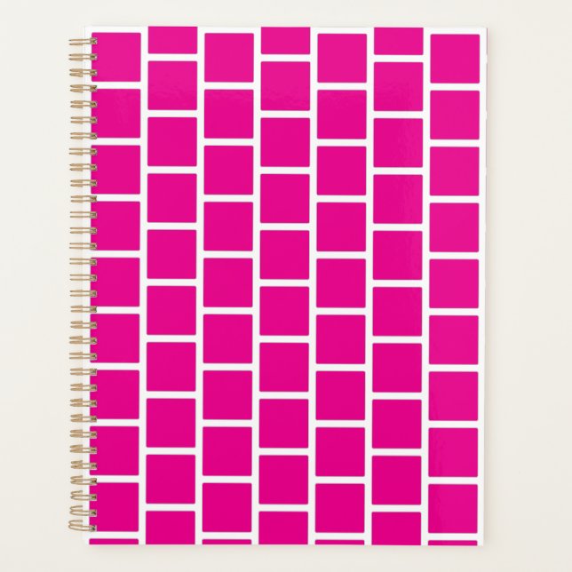  elegant chequered pink undated monthly weekly planner (Front)