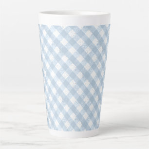 Elegant Chequered Spotted Blue and White Pattern Latte Mug