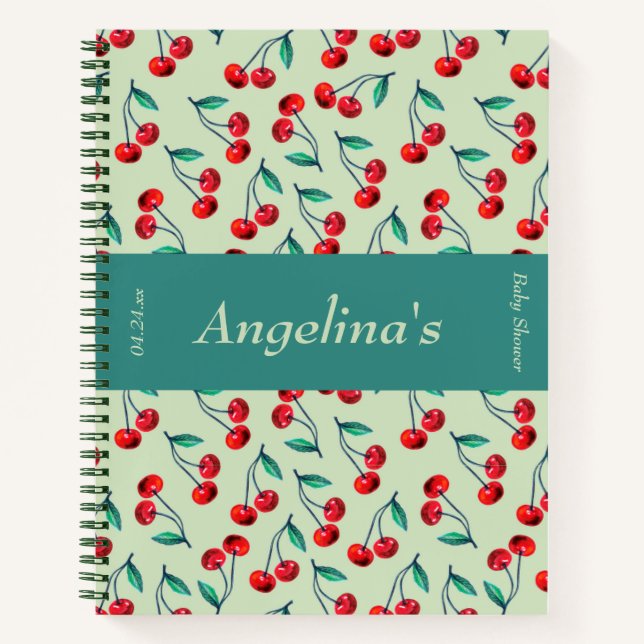 Elegant Cherry Baby Shower Gift List Notebook (Front)