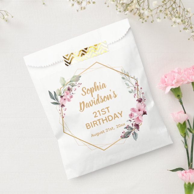 Elegant Cherry Blossom 21st Birthday Favour Bags (Sealed)