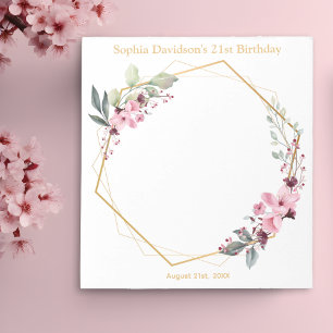 Elegant Cherry Blossom 21st Birthday Party Favour Notepad