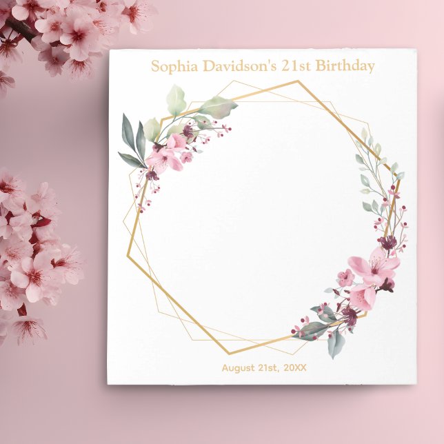 Elegant Cherry Blossom 21st Birthday Party Favour Notepad (Elegant Cherry Blossom 21st Birthday Notepads - Stylish Reminders and Thoughtful Notes 🌸📝)